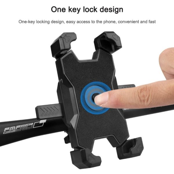 Electric Bicycle Mobile Phone Holder Can Be Rotated 360-degree Mobile Phone Holder Four-way Adjustment Bracket for Motorcycle, Style: Handlebars (Black) - Image 5