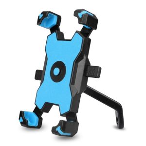 Electric Bicycle Mobile Phone Holder Can Be Rotated 360-degree Mobile Phone Holder Four-way Adjustment Bracket for Motorcycle, Style: Rearview Mirrors (Blue)