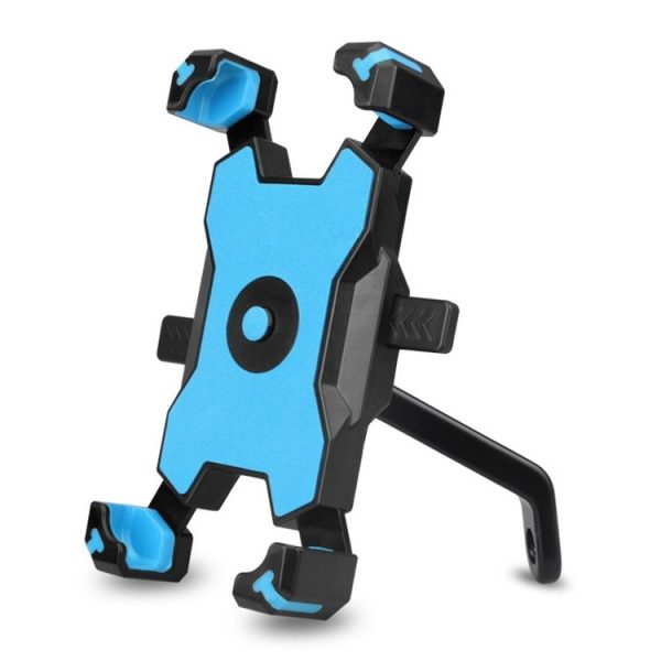Electric Bicycle Mobile Phone Holder Can Be Rotated 360-degree Mobile Phone Holder Four-way Adjustment Bracket for Motorcycle, Style: Rearview Mirrors (Blue)