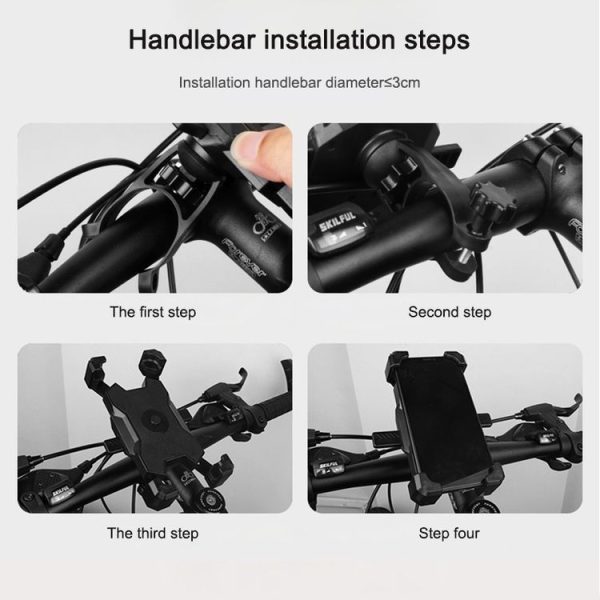 Electric Bicycle Mobile Phone Holder Can Be Rotated 360-degree Mobile Phone Holder Four-way Adjustment Bracket for Motorcycle, Style: Rearview Mirrors (Blue) - Image 13