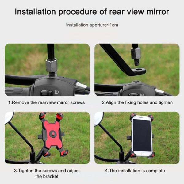 Electric Bicycle Mobile Phone Holder Can Be Rotated 360-degree Mobile Phone Holder Four-way Adjustment Bracket for Motorcycle, Style: Rearview Mirrors (Blue) - Image 14