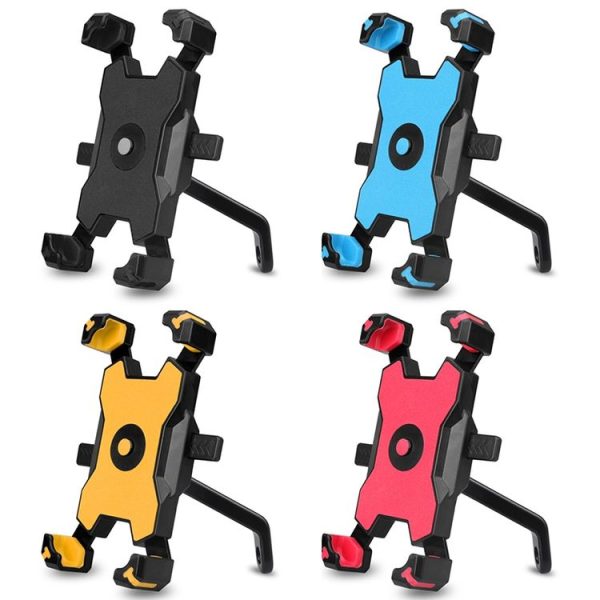 Electric Bicycle Mobile Phone Holder Can Be Rotated 360-degree Mobile Phone Holder Four-way Adjustment Bracket for Motorcycle, Style: Rearview Mirrors (Blue) - Image 2