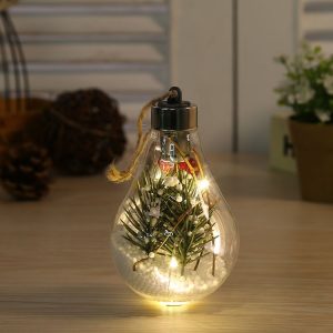 2 PCS LED Transparent Christmas Plastic Bulb Ball Christmas Tree Decoration Pendant (Style 3)