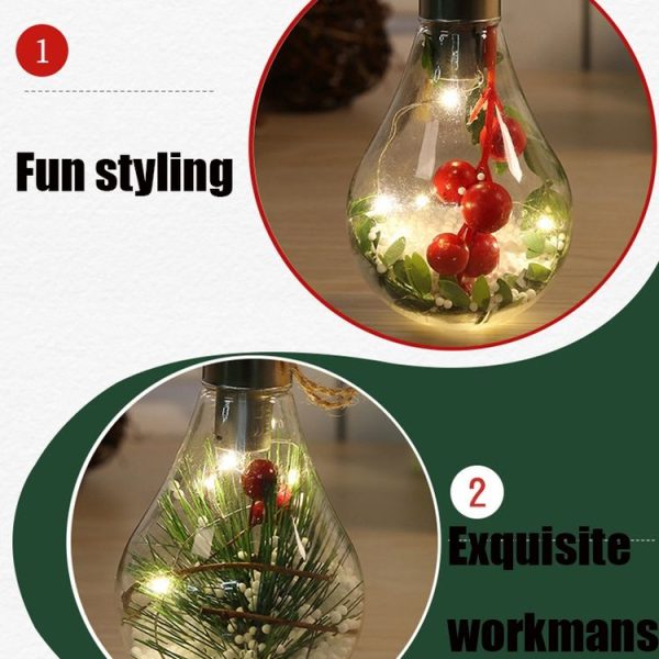 2 PCS LED Transparent Christmas Plastic Bulb Ball Christmas Tree Decoration Pendant (Style 3) - Image 3