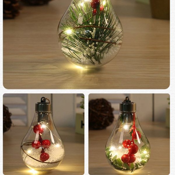2 PCS LED Transparent Christmas Plastic Bulb Ball Christmas Tree Decoration Pendant (Style 3) - Image 5