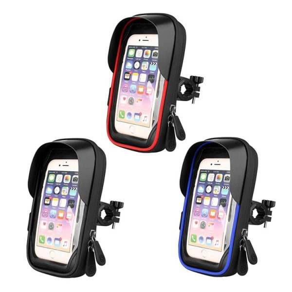 Mountain Bike Card Holder Touch Screen Mobile Phone Holder Motorcycle Electric Vehicle Waterproof Navigation Bracket Shade Mobile Phone Holder, Style: Handlebars (Blue) - Image 2