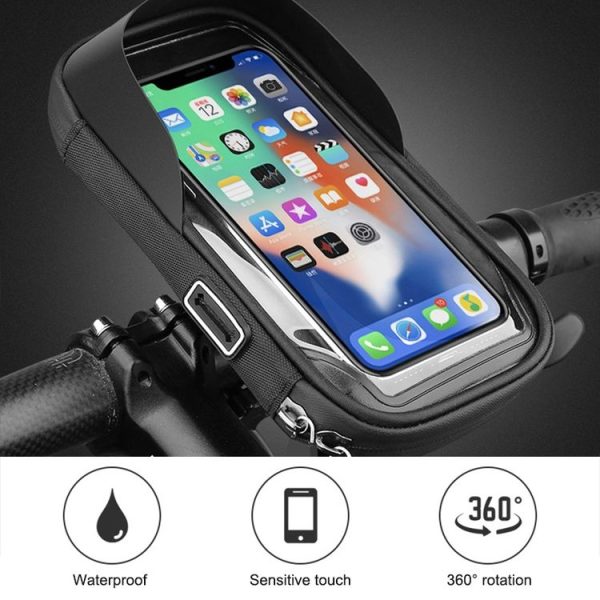 Mountain Bike Card Holder Touch Screen Mobile Phone Holder Motorcycle Electric Vehicle Waterproof Navigation Bracket Shade Mobile Phone Holder, Style: Handlebars (Blue) - Image 3