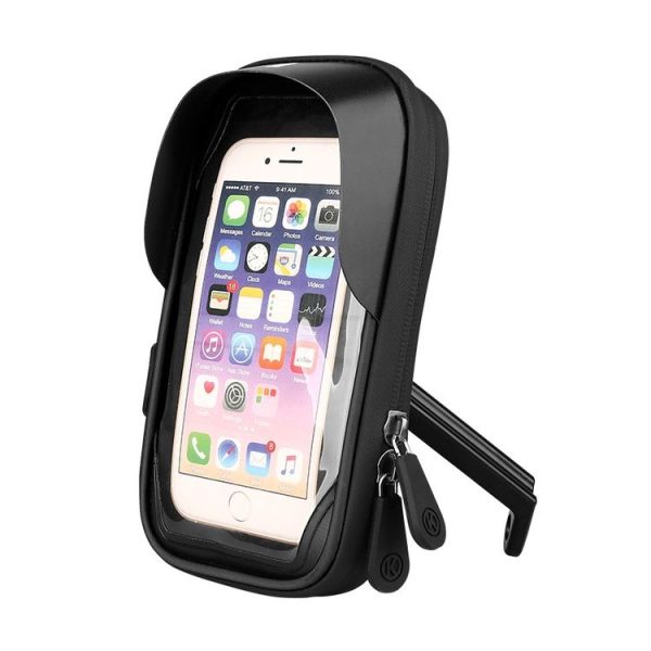 Mountain Bike Card Holder Touch Screen Mobile Phone Holder Motorcycle Electric Vehicle Waterproof Navigation Bracket Shade Mobile Phone Holder, Style: Rearview Mirrors (Black)