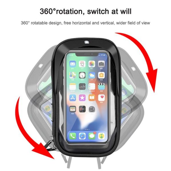 Mountain Bike Card Holder Touch Screen Mobile Phone Holder Motorcycle Electric Vehicle Waterproof Navigation Bracket Shade Mobile Phone Holder, Style: Rearview Mirrors (Black) - Image 6