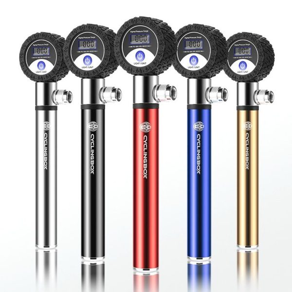 CYCLINGBOX Manual Bicycle Pump Portable LCD Digital Display Tire Pressure Dial Pump (Silver) - Image 12