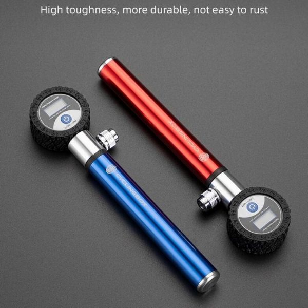 CYCLINGBOX Manual Bicycle Pump Portable LCD Digital Display Tire Pressure Dial Pump (Silver) - Image 7