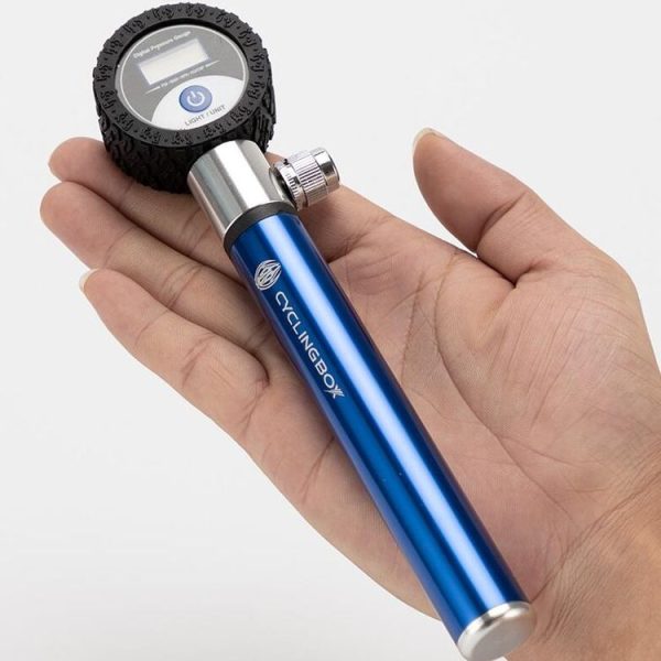 CYCLINGBOX Manual Bicycle Pump Portable LCD Digital Display Tire Pressure Dial Pump (Silver) - Image 8
