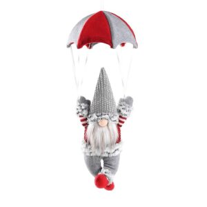 Faceless Skydiving Santa Claus Christmas Window Hanging Decorations (Grey Hat)
