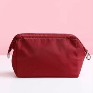 Waterproof Cosmetic Bag Travel Portable Toilet Bag Multifunctional Storage Bag (Wine Red)