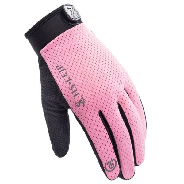 HSLEJP Outdoor Sports Breathable Touch Screen Antiskid Cycling Full Finger Gloves, Size: M (Pink) - Image 2