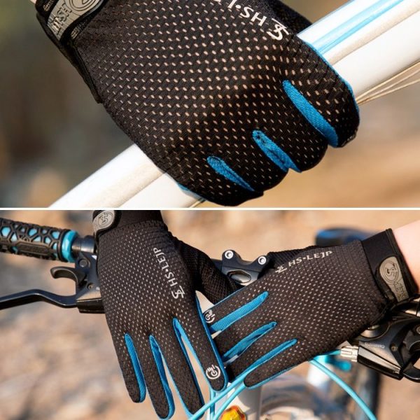 HSLEJP Outdoor Sports Breathable Touch Screen Antiskid Cycling Full Finger Gloves, Size: M (Pink) - Image 9