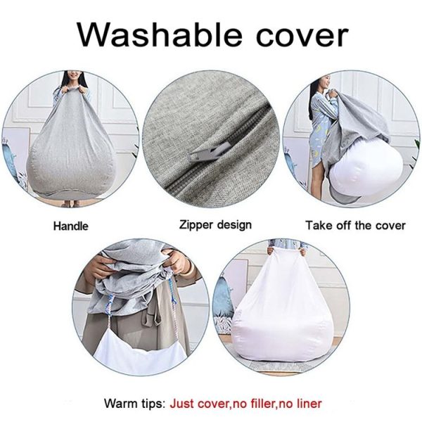 Lazy Sofa Bean Bag Chair Fabric Cover, Size: 70x80cm (Dark Gray) - Image 6