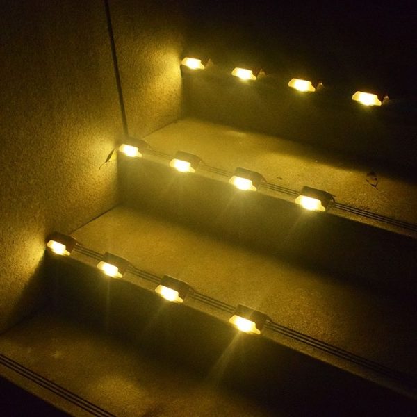 4 PCS Solar Railing Light Staircase Light Outdoor Waterproof LED Step Light Garden Decoration Landscape Light, Warm White Light (Brown) - Image 8
