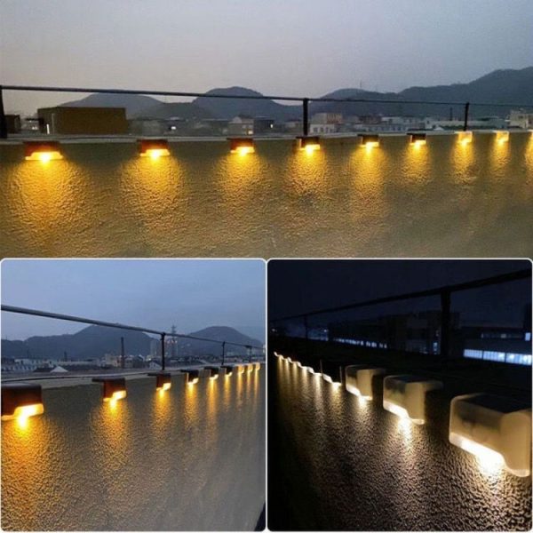 Solar Railing Light Staircase Light Outdoor Waterproof LED Step Light Garden Decoration Landscape Light, Warm White Light (Black) - Image 11