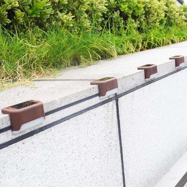 Solar Railing Light Staircase Light Outdoor Waterproof LED Step Light Garden Decoration Landscape Light, Warm White Light (Black) - Image 3