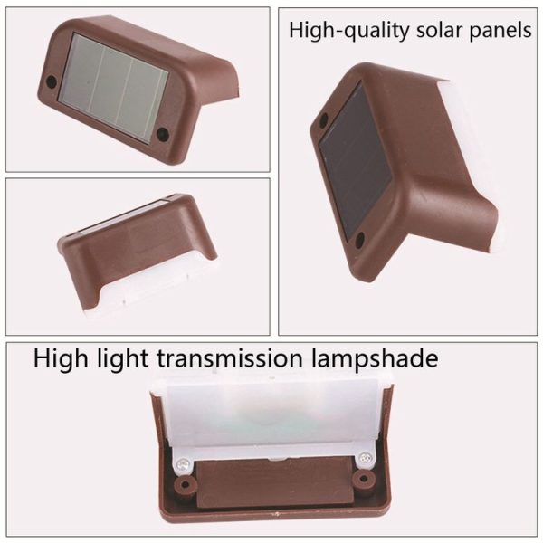 Solar Railing Light Staircase Light Outdoor Waterproof LED Step Light Garden Decoration Landscape Light, Warm White Light (Black) - Image 6