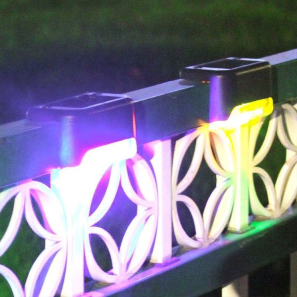 Solar Railing Light Staircase Light Outdoor Waterproof LED Step Light Garden Decoration Landscape Light, Warm White Light (Black) - Image 9