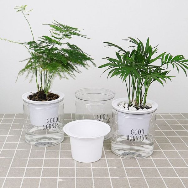 Automatic Water Absorption Hydroponic Pot Succulent Plant Flower Pot, Style: Transparent Without Words - Image 7