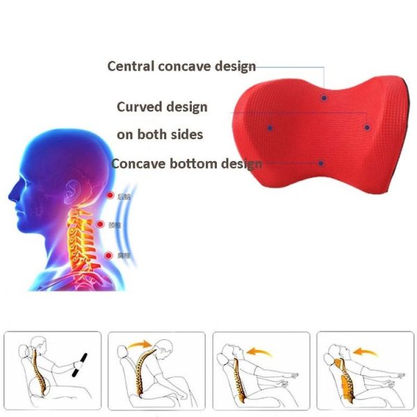Car Headrest Four Seasons Universal Ice Silk Pillow Neck Protection Memory Pillow (Gray) - Image 3