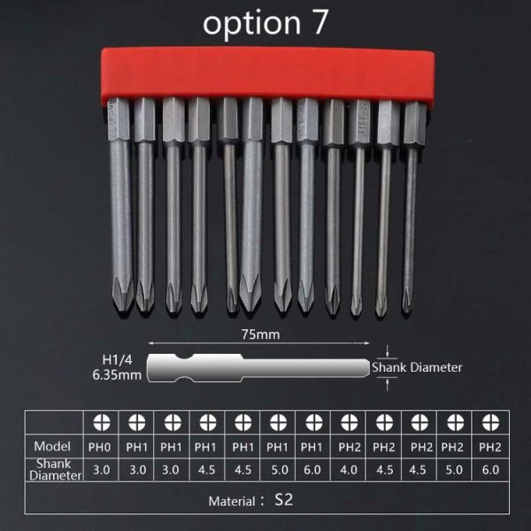 12 PCS / Set Screwdriver Bit With Magnetic S2 Alloy Steel Electric Screwdriver, Specification: 7 - Image 2