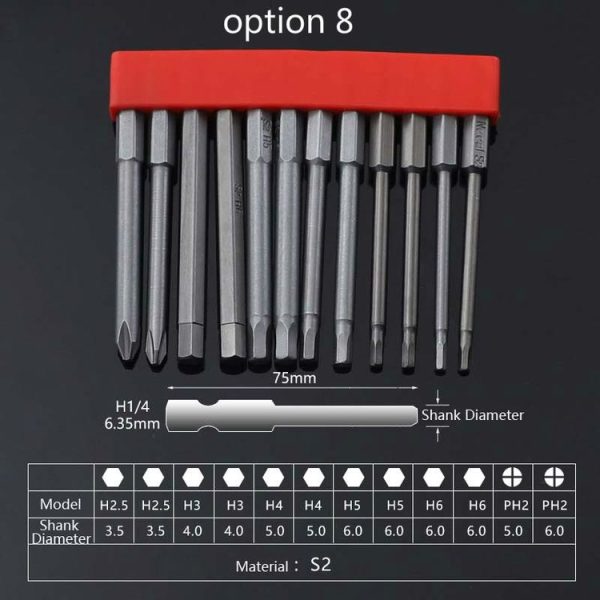 12 PCS / Set Screwdriver Bit With Magnetic S2 Alloy Steel Electric Screwdriver, Specification: 8 - Image 2
