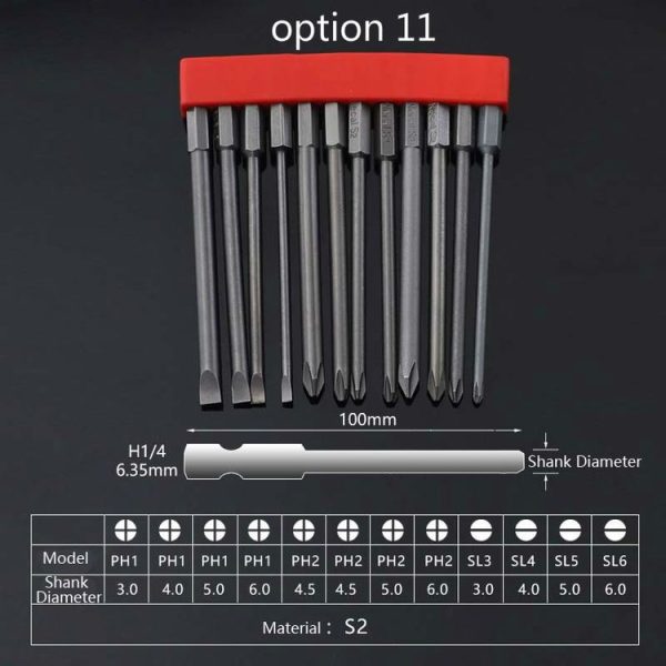 12 PCS / Set Screwdriver Bit With Magnetic S2 Alloy Steel Electric Screwdriver, Specification: 11 - Image 2
