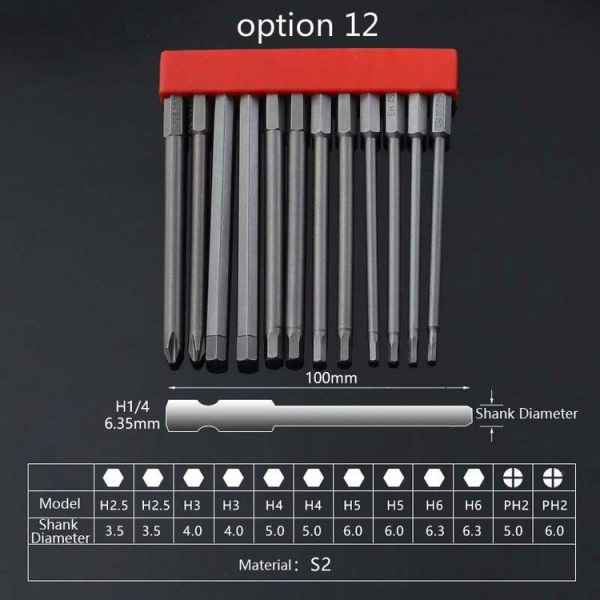 12 PCS / Set Screwdriver Bit With Magnetic S2 Alloy Steel Electric Screwdriver, Specification: 12 - Image 2