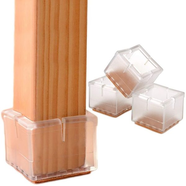 4pcs Square Chair Leg Caps PVC Feet Protector Pads Furniture Table Covers, Size: 56-62mm