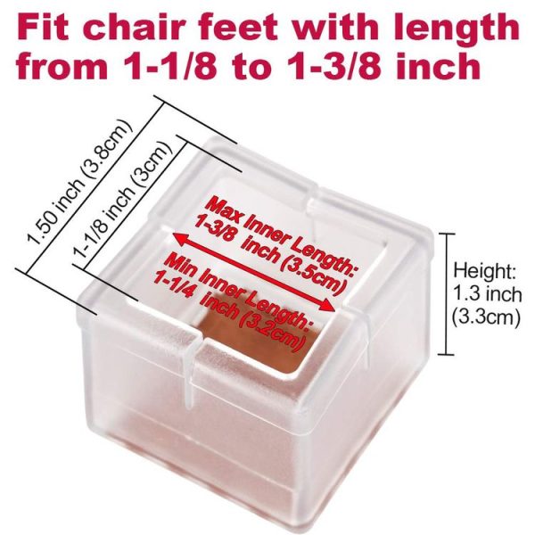 4pcs Square Chair Leg Caps PVC Feet Protector Pads Furniture Table Covers, Size: 56-62mm - Image 2