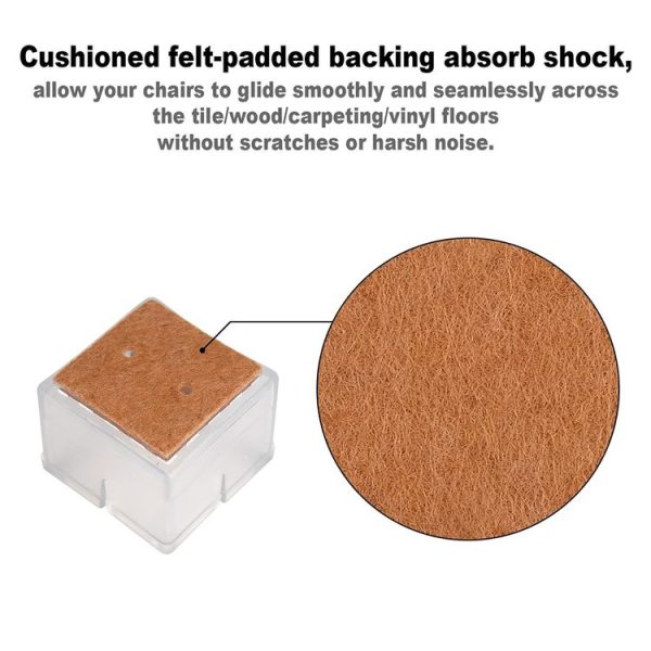 4pcs Square Chair Leg Caps PVC Feet Protector Pads Furniture Table Covers, Size: 56-62mm - Image 4