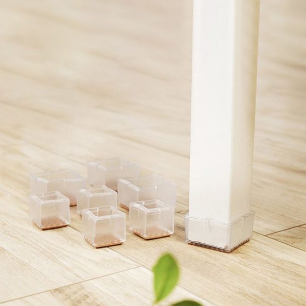 4pcs Square Chair Leg Caps PVC Feet Protector Pads Furniture Table Covers, Size: 56-62mm - Image 5