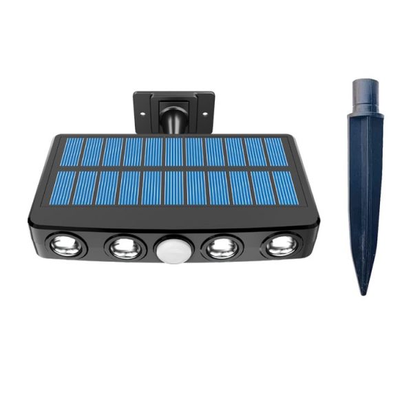 With Ground Plug Wiring Free Infrared Sensor Waterproof Solar Lighting Wall Light, Color Temperature: Warm Light - Image 2