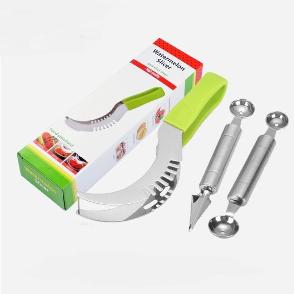 3 in 1 Creative Kitchen Small Tool Watermelon Cut Double Headed Ball Digging Device Fruit Carving Knife Three Sets - Image 2