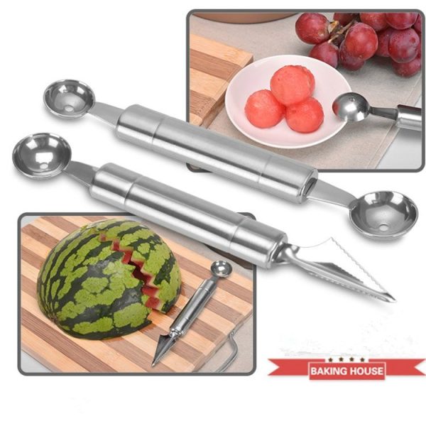 3 in 1 Creative Kitchen Small Tool Watermelon Cut Double Headed Ball Digging Device Fruit Carving Knife Three Sets - Image 8