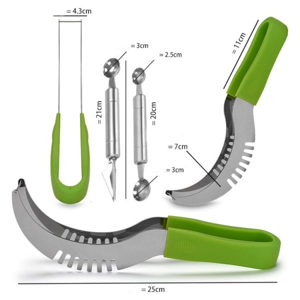 3 in 1 Creative Kitchen Small Tool Watermelon Cut Double Headed Ball Digging Device Fruit Carving Knife Three Sets - Image 9