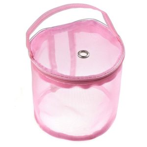 Mesh Bag DIY Hand Weaving Tools Yarn Storage Knitting Bag Organizer Hollow Yarn Bag (Small Pink)