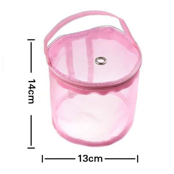 Mesh Bag DIY Hand Weaving Tools Yarn Storage Knitting Bag Organizer Hollow Yarn Bag (Small Pink) - Image 2