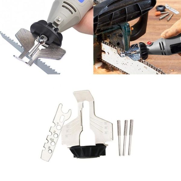 Outdoor Garden Sharpening Attachment Sawtooth Grinding Tool Electric Grinder (Black plastic + silver) - Image 6