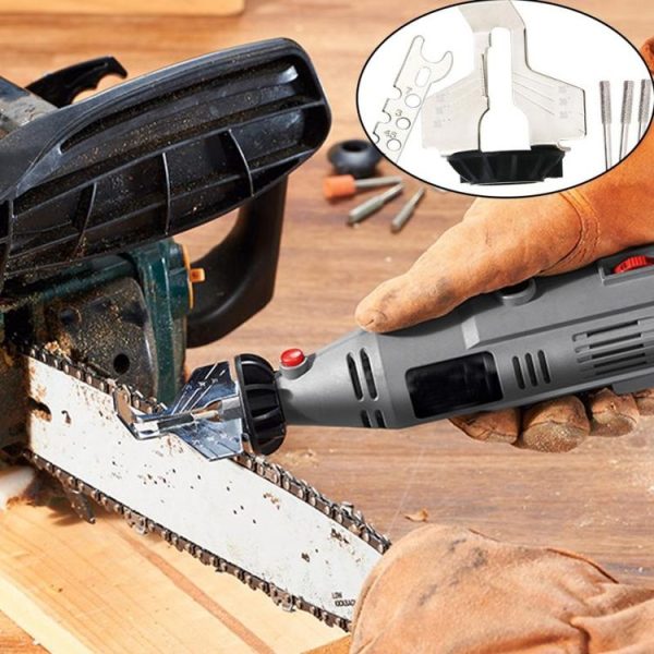 Outdoor Garden Sharpening Attachment Sawtooth Grinding Tool Electric Grinder (Black plastic + silver) - Image 7