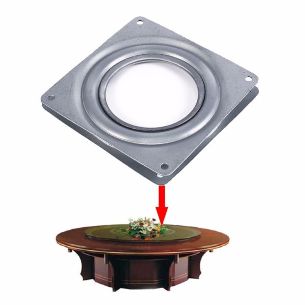 2 PCS Galvanized Turntable 4 inch Hollow Square Hardware Turntable for Cake Shop / Furniture