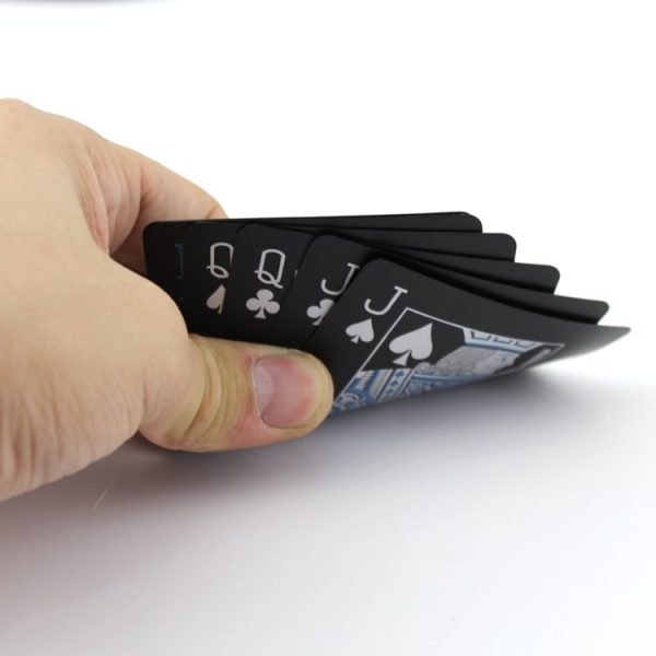 2 Set Plastic PVC Poker Cards Waterproof Black Playing Cards Creative Gift Durable Poker (Blue+Silver) - Image 3
