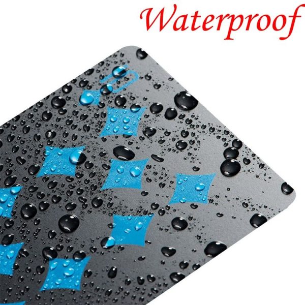 2 Set Plastic PVC Poker Cards Waterproof Black Playing Cards Creative Gift Durable Poker (Blue+Silver) - Image 4
