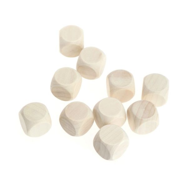 10 PCS 6 Sided Blank Wood Dice Party Family DIY Games Printing Engraving Kid Toys, Size: 1.6cm