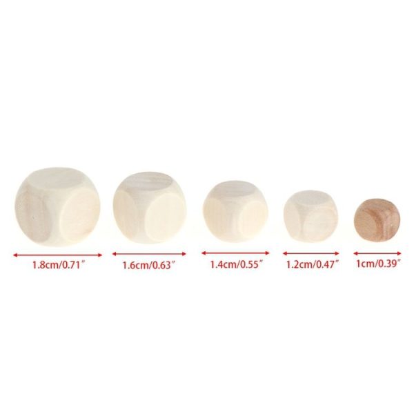 10 PCS 6 Sided Blank Wood Dice Party Family DIY Games Printing Engraving Kid Toys, Size: 1.6cm - Image 6