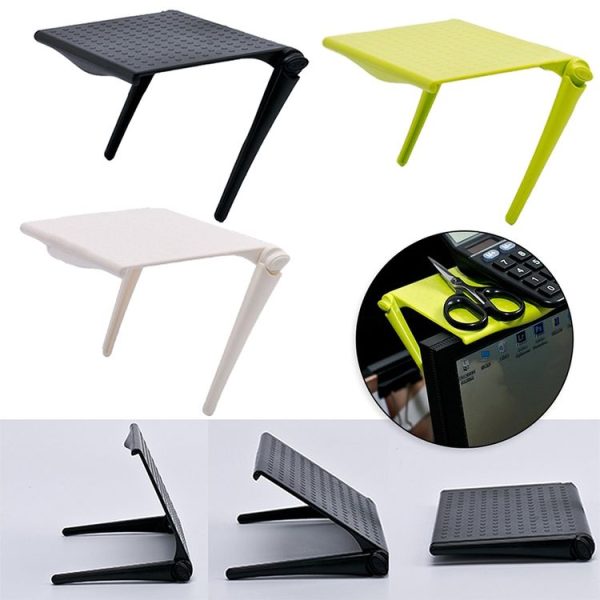 2 PCS Office Desk Storage Holder Computer Display Shelf (Black) - Image 3